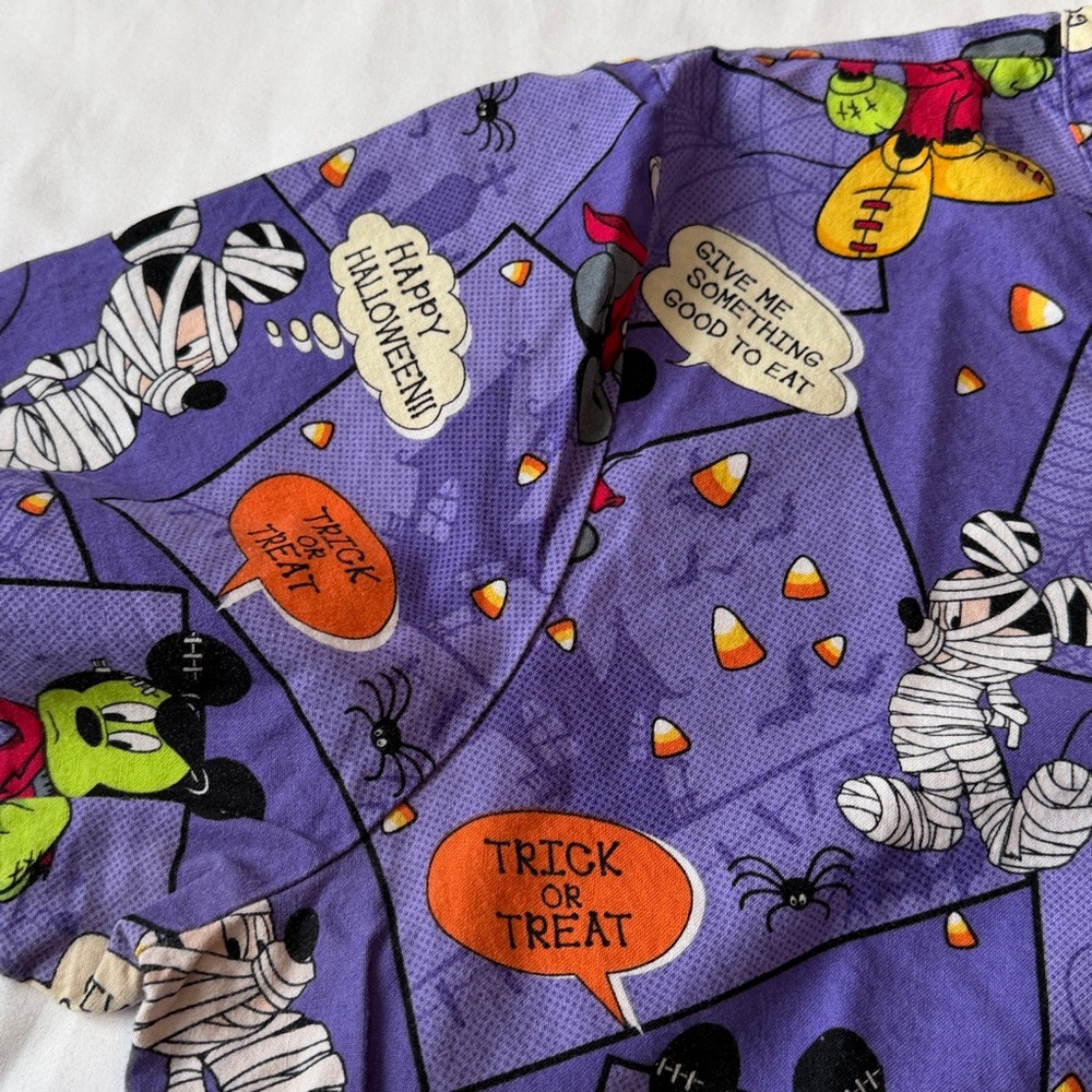 Disney Purple Mickey Mouse Halloween Scrub Top - Picture 3 of 7